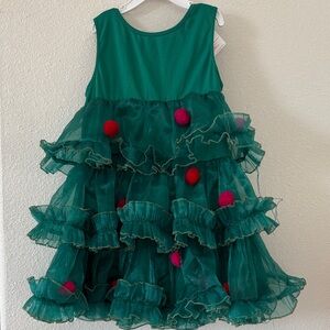 H&M Green Ruffled Kids Christmas Tree like Dress